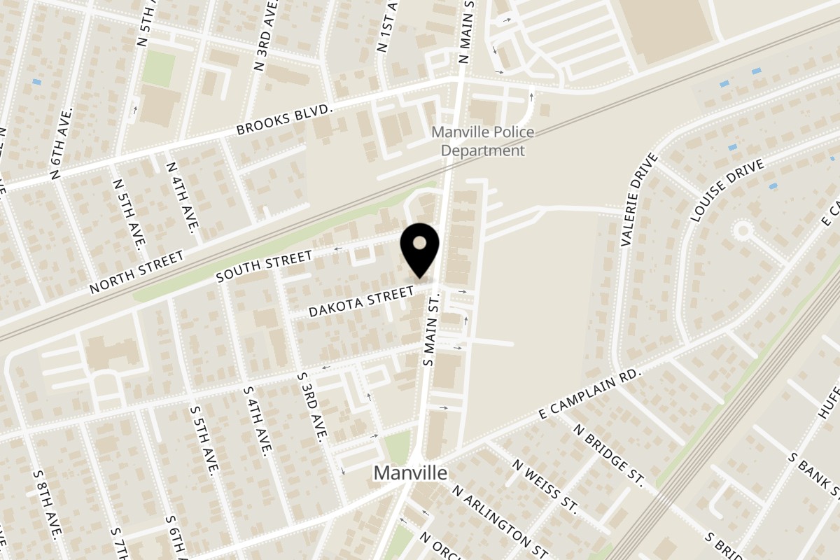 Map showing the location of La Raza Tex Mex on 44 S Main St in Manville